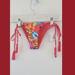 Kiki Rio New Coral Print  Reversible String Bikini Bottom XS